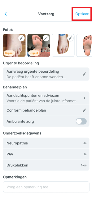 Voetzorg scherm inclusief urgente beoordeling_opslaan.png